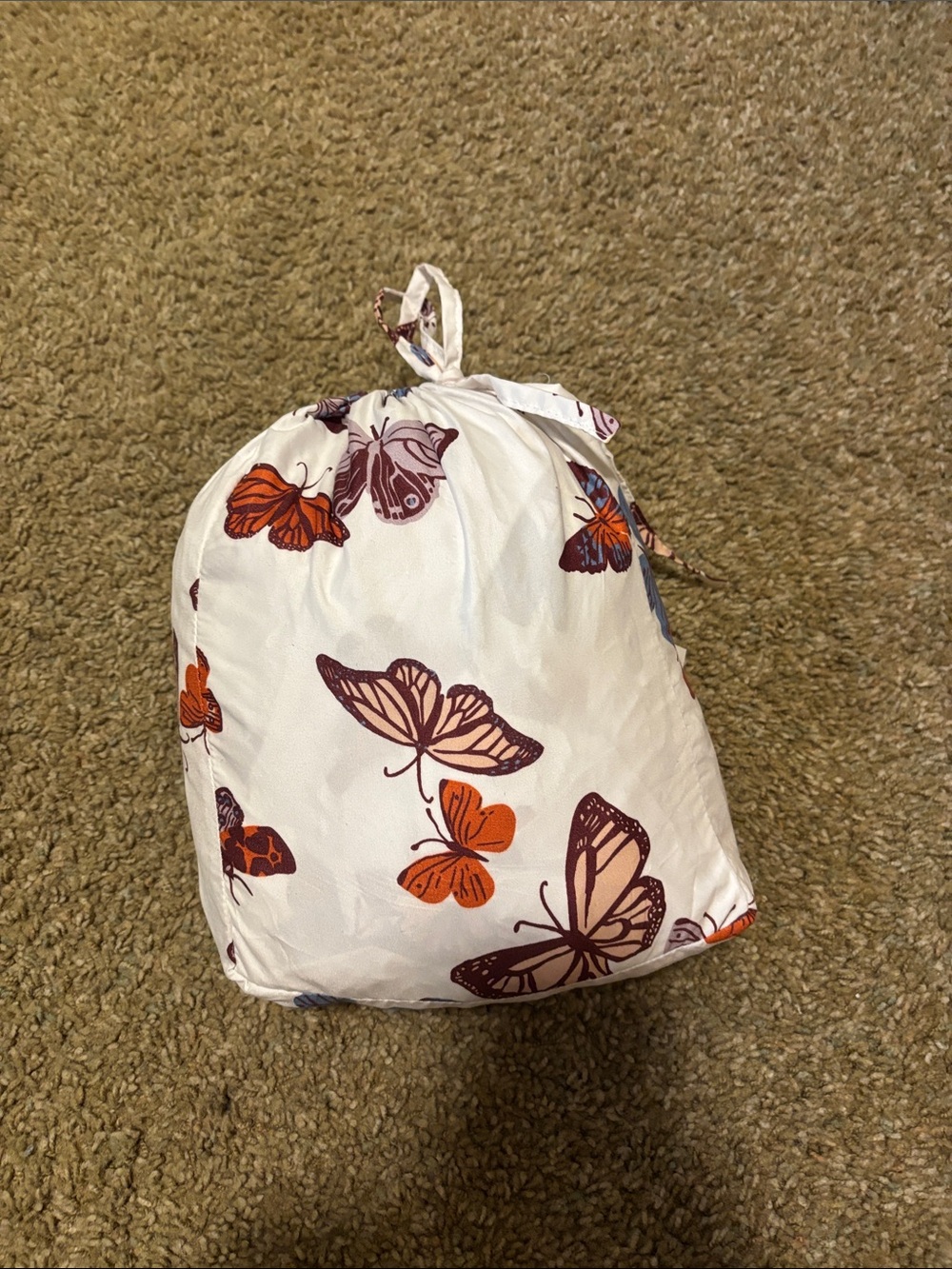 Room Essentials Twin XL White Sheet Set with Orange and Purple Butterfly Print